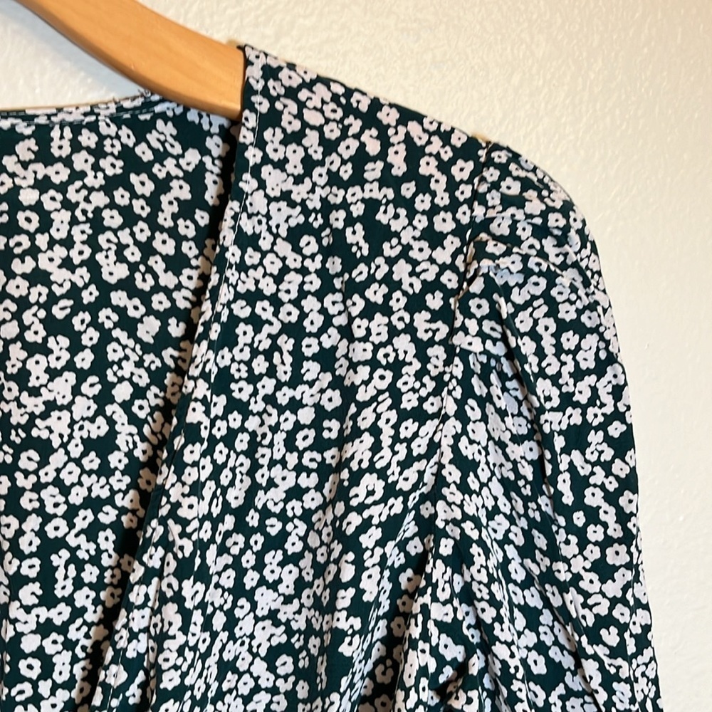 Free People Green White Floral Wrap Style Dress - Picture 6 of 13
